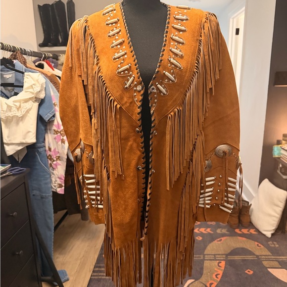 Vintage America Jackets & Blazers - Vintage America Brown Fringed Leather Jacket